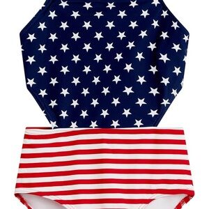 Kanu Surf Starry Navy and Striped Red One Piece